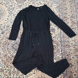 Banana Republic Black Long-Sleeve Drawstring Jumpsuit